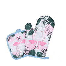 FASHION house kitchen supplies flamingo grill gloves set oven mitt